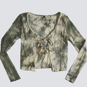 Zaful Tie Dye Rib Knit Crop Top Size Medium 6 Cardigan